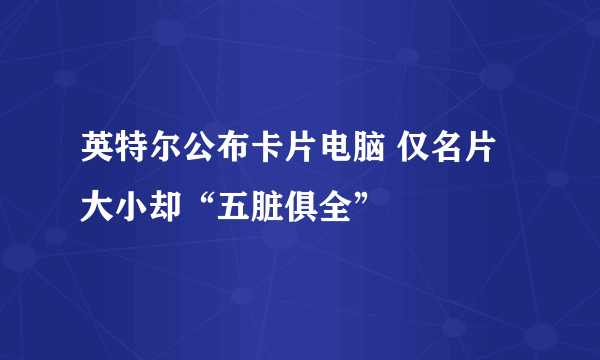 英特尔公布卡片电脑 仅名片大小却“五脏俱全”