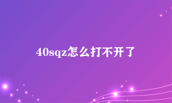 40sqz怎么打不开了