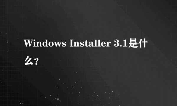 Windows Installer 3.1是什么？