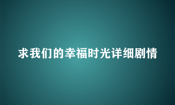 求我们的幸福时光详细剧情