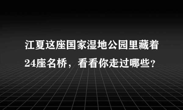 江夏这座国家湿地公园里藏着24座名桥，看看你走过哪些？