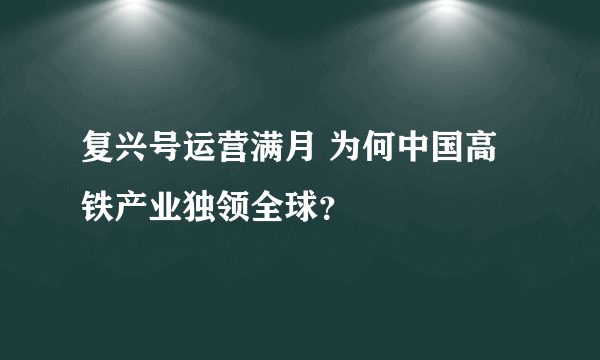 复兴号运营满月 为何中国高铁产业独领全球？