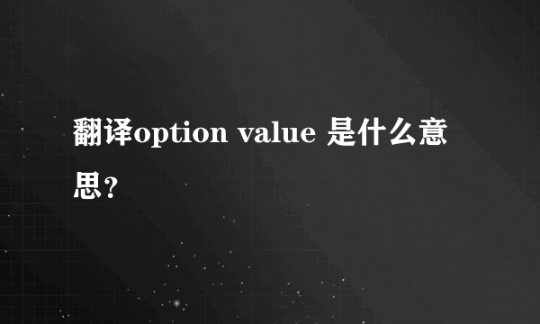 翻译option value 是什么意思？