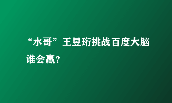 “水哥”王昱珩挑战百度大脑 谁会赢？