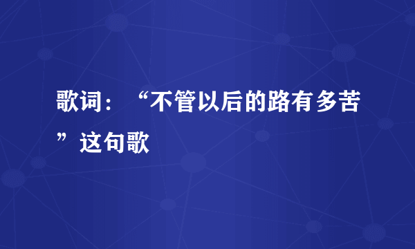 歌词：“不管以后的路有多苦”这句歌