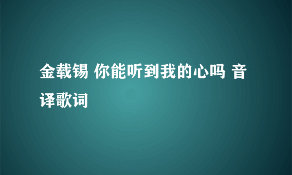 金载锡 你能听到我的心吗 音译歌词