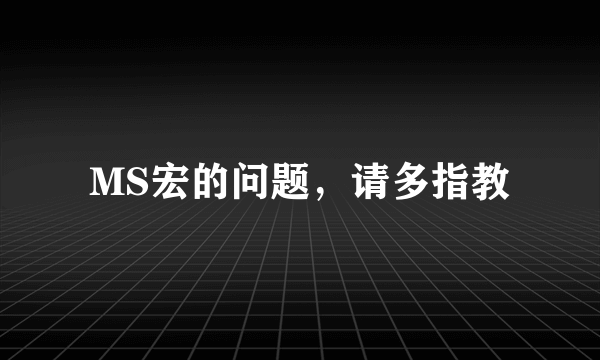 MS宏的问题，请多指教