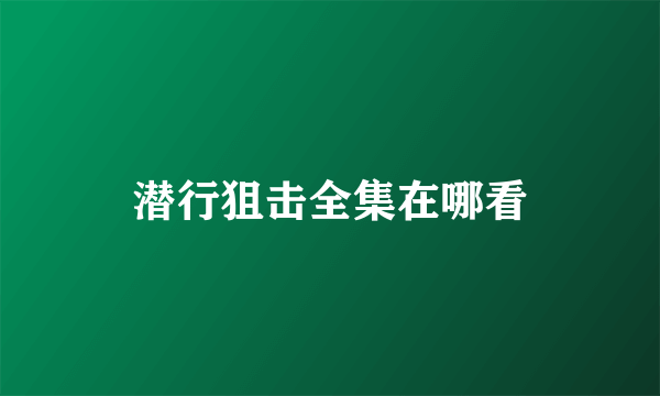 潜行狙击全集在哪看