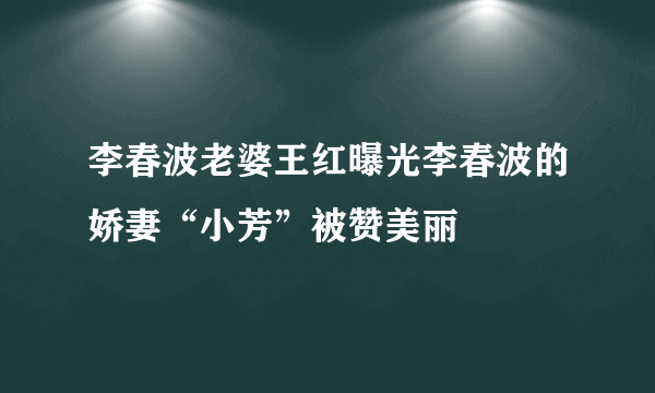 李春波老婆王红曝光李春波的娇妻“小芳”被赞美丽