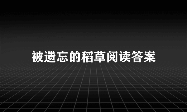 被遗忘的稻草阅读答案