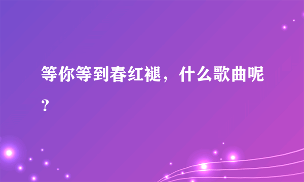 等你等到春红褪，什么歌曲呢？