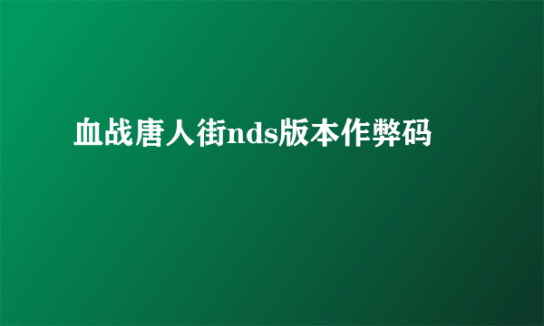 血战唐人街nds版本作弊码