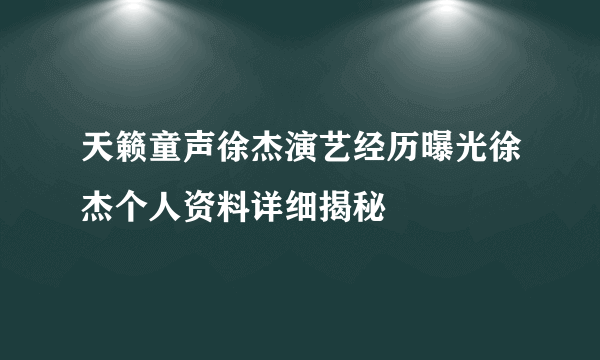 天籁童声徐杰演艺经历曝光徐杰个人资料详细揭秘