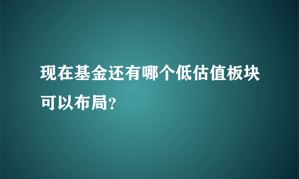 现在基金还有哪个低估值板块可以布局？