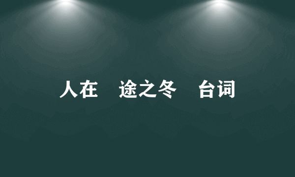 人在囧途之冬囧台词