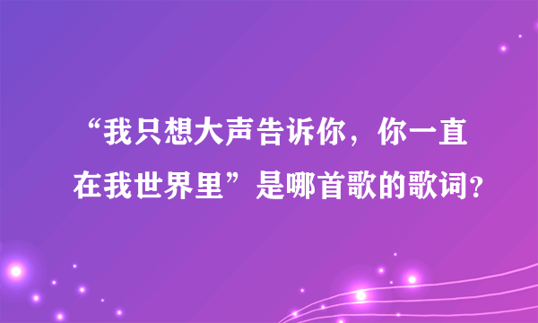 “我只想大声告诉你，你一直在我世界里”是哪首歌的歌词？