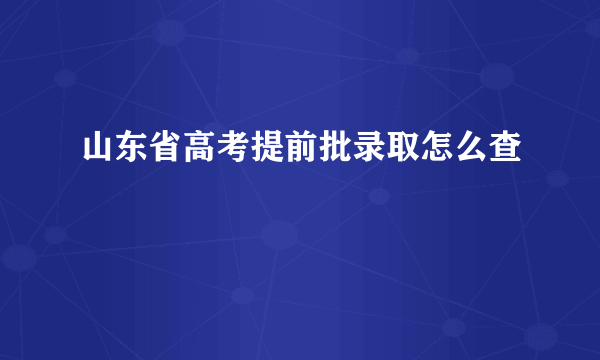 山东省高考提前批录取怎么查