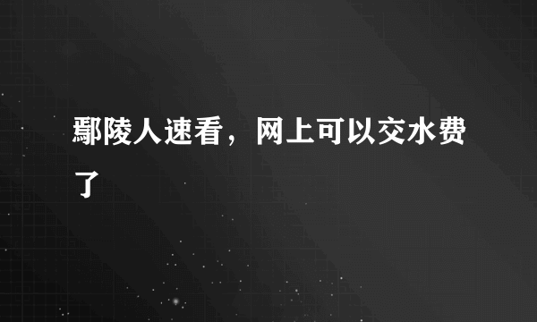 鄢陵人速看，网上可以交水费了