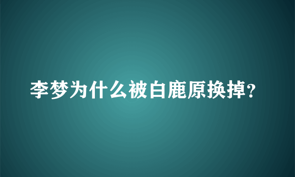 李梦为什么被白鹿原换掉？