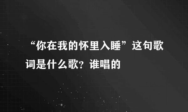 “你在我的怀里入睡”这句歌词是什么歌？谁唱的