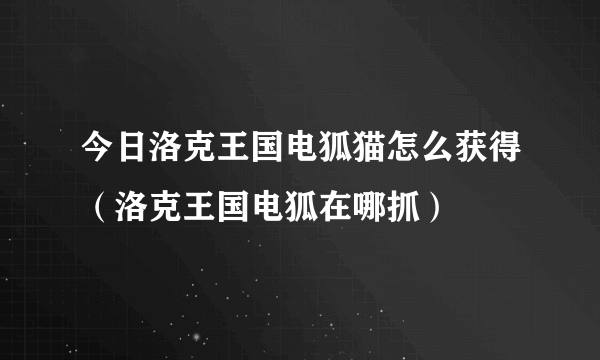 今日洛克王国电狐猫怎么获得（洛克王国电狐在哪抓）