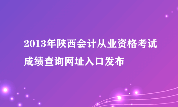 2013年陕西会计从业资格考试成绩查询网址入口发布