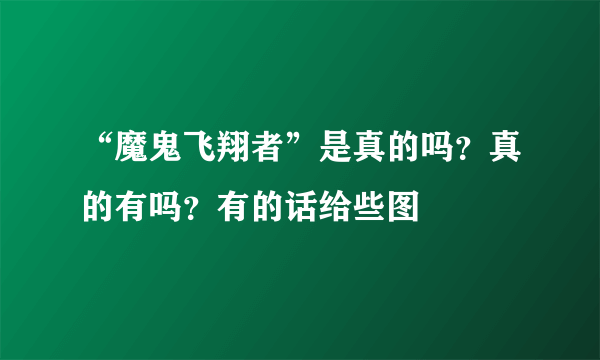 “魔鬼飞翔者”是真的吗？真的有吗？有的话给些图