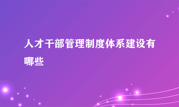 人才干部管理制度体系建设有哪些