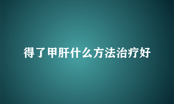 得了甲肝什么方法治疗好