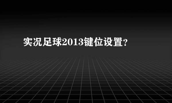 实况足球2013键位设置？