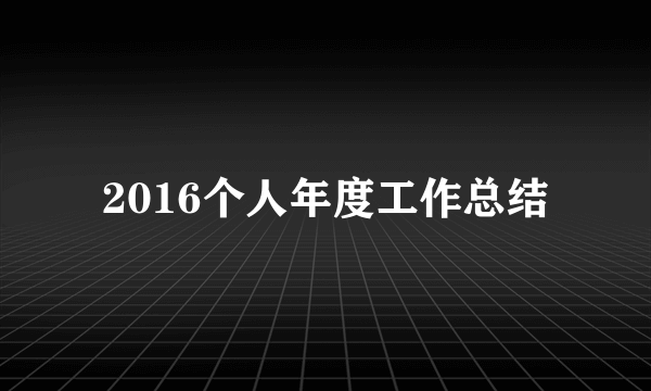 2016个人年度工作总结