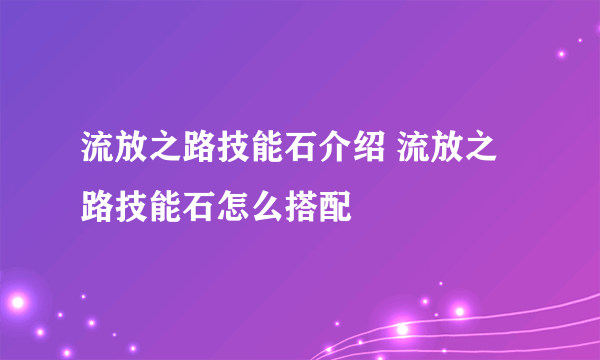 流放之路技能石介绍 流放之路技能石怎么搭配