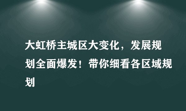 大虹桥主城区大变化，发展规划全面爆发！带你细看各区域规划