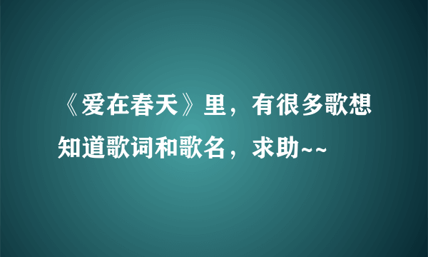 《爱在春天》里，有很多歌想知道歌词和歌名，求助~~