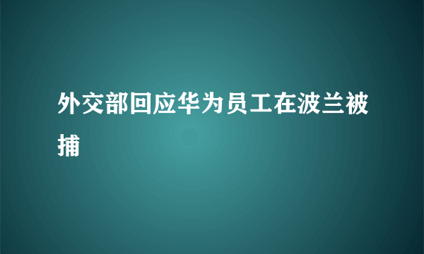 外交部回应华为员工在波兰被捕