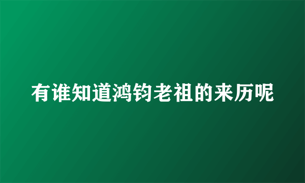 有谁知道鸿钧老祖的来历呢