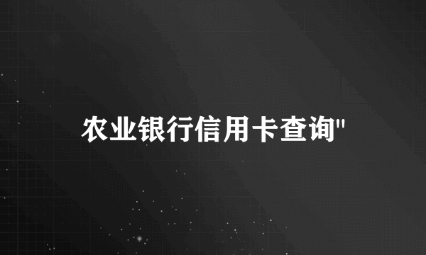 农业银行信用卡查询