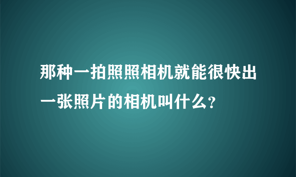 那种一拍照照相机就能很快出一张照片的相机叫什么？