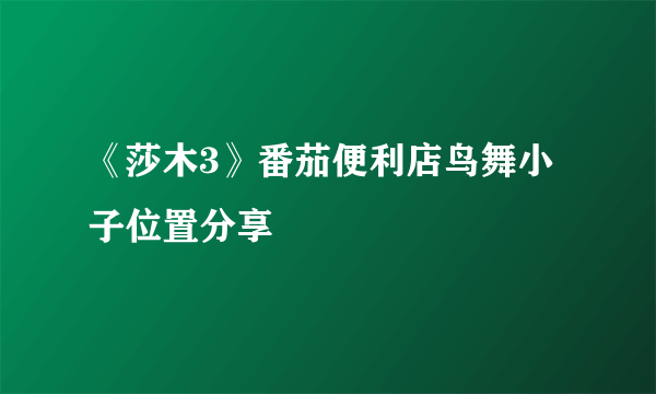 《莎木3》番茄便利店鸟舞小子位置分享