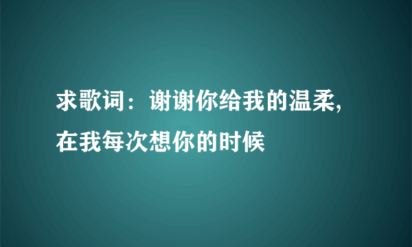 求歌词：谢谢你给我的温柔,在我每次想你的时候