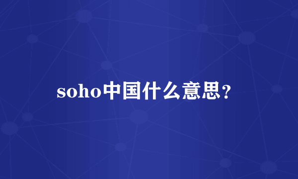 soho中国什么意思？