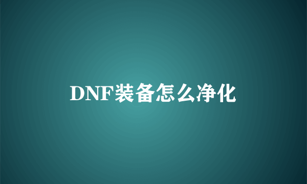 DNF装备怎么净化