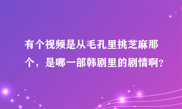 有个视频是从毛孔里挑芝麻那个，是哪一部韩剧里的剧情啊？