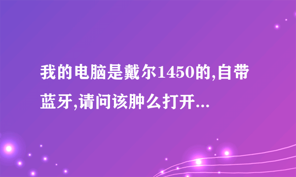 我的电脑是戴尔1450的,自带蓝牙,请问该肿么打开啊,也不知道上边的驱动装了没有