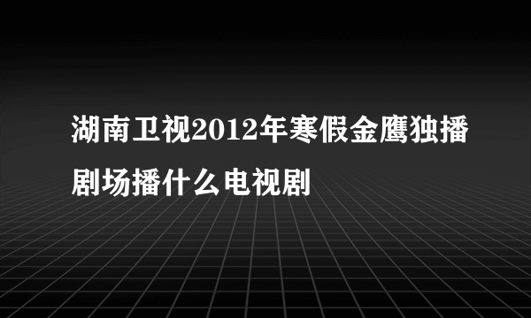 湖南卫视2012年寒假金鹰独播剧场播什么电视剧