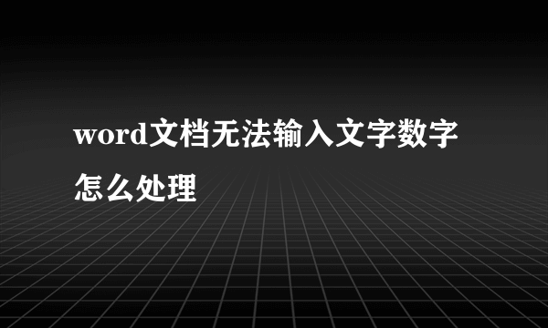 word文档无法输入文字数字怎么处理