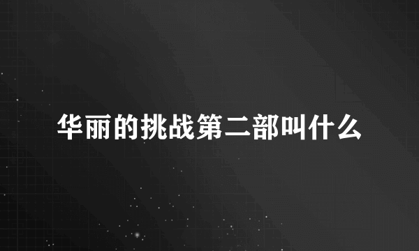 华丽的挑战第二部叫什么