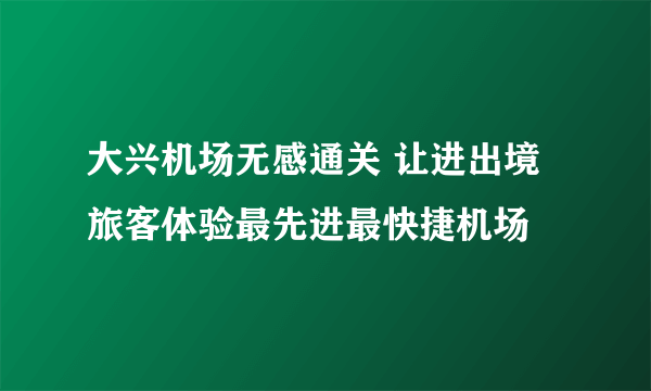 大兴机场无感通关 让进出境旅客体验最先进最快捷机场