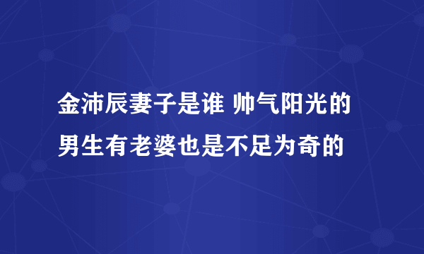 金沛辰妻子是谁 帅气阳光的男生有老婆也是不足为奇的