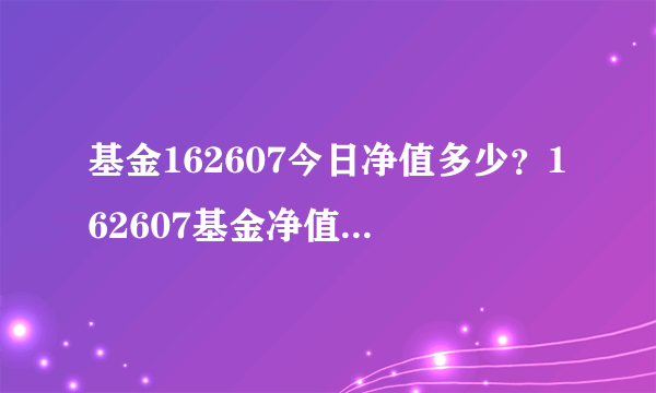 基金162607今日净值多少？162607基金净值怎么查询